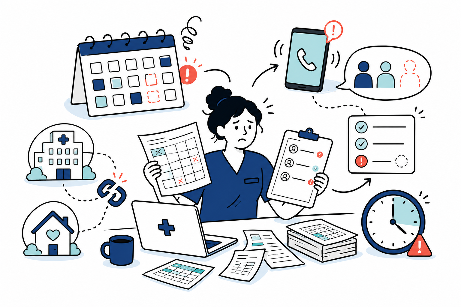 Healthcare staffing challenges illustration